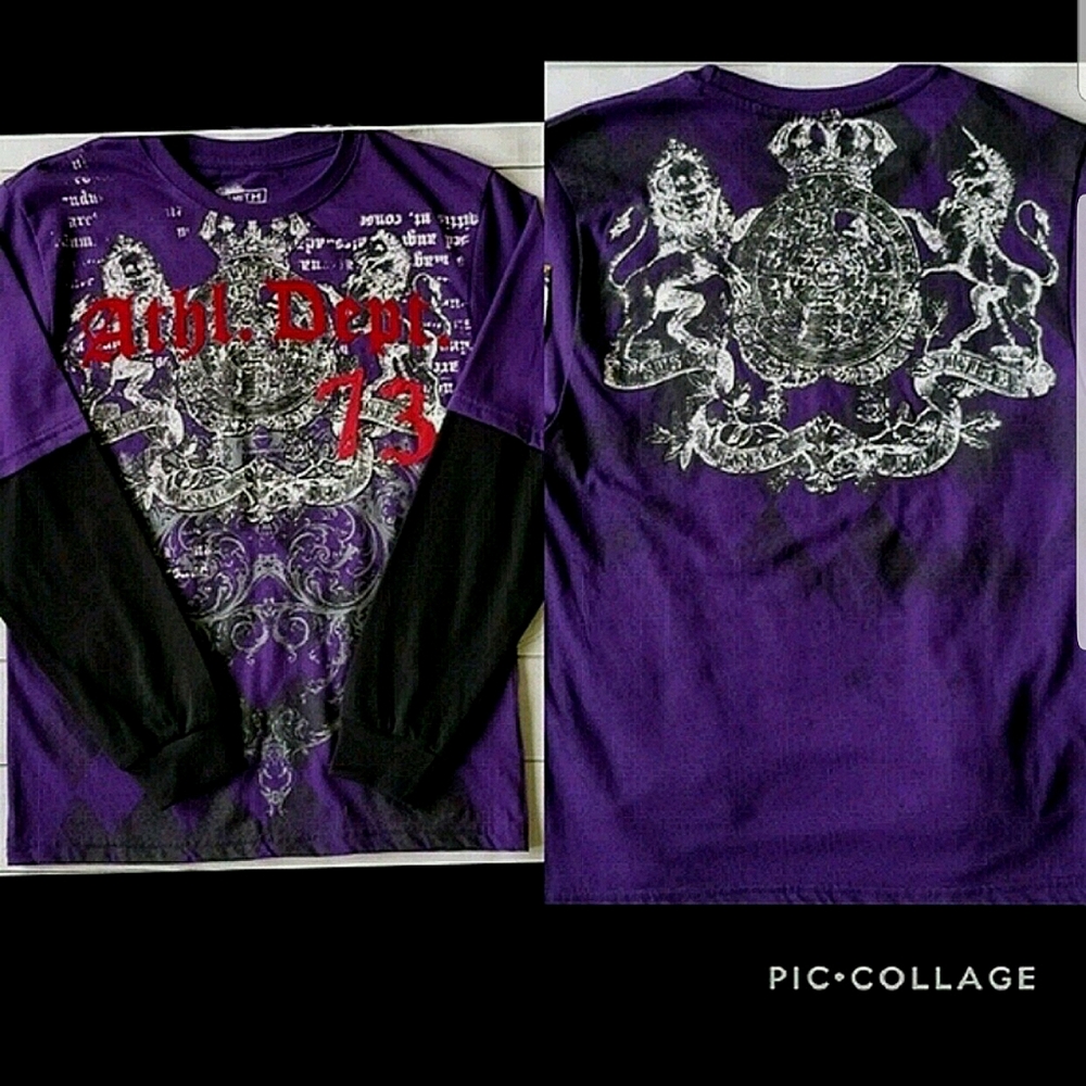Smith & 9th Embellished Purple Screenprint Long Sleeve Top/Tee- 14/16